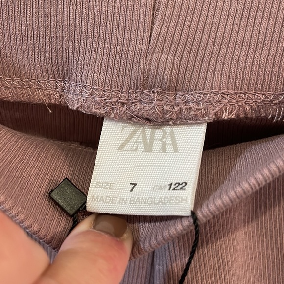 NWT size 7 Zara Girls Mauve Label Detailed Ribbed Leggings! - Picture 7 of 10
